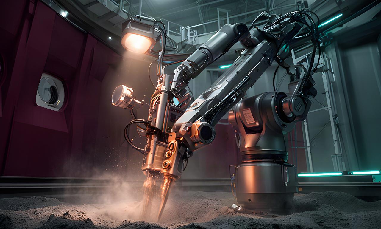 Modulo robotico che perfora un terreno lunare in un laboratorio di simulazione a Montepulciano