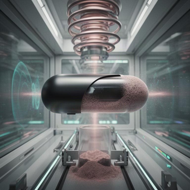 Capsula di trasporto a levitazione magnetica in una camera sperimentale senza atmosfera